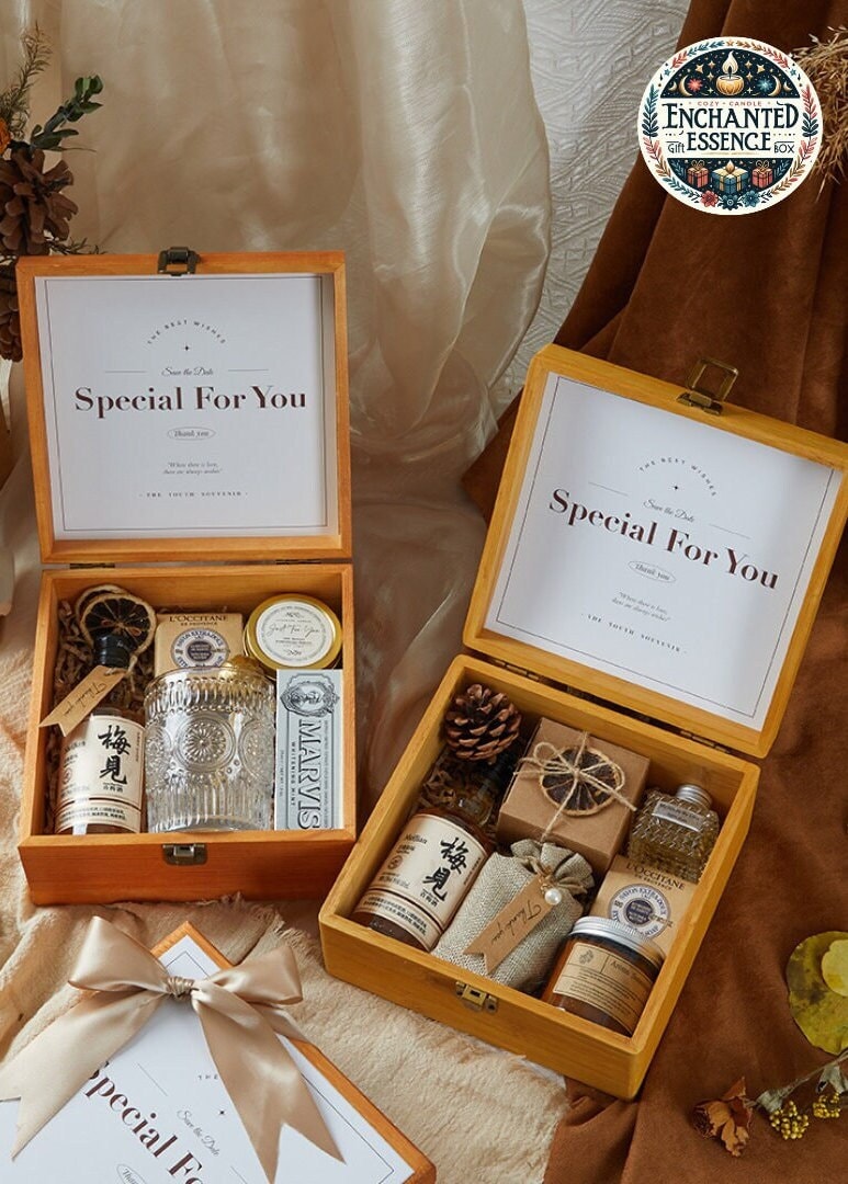 Brautjungfer Geschenkbox Aus Holz | Aromatherapie-Spa-Bad Entspannung Hochzeitstag Für Ihr Rustikales Zuhause Handgefertigter Korb Selfcare Seife & von Etsy - EnchantedEssenceInc