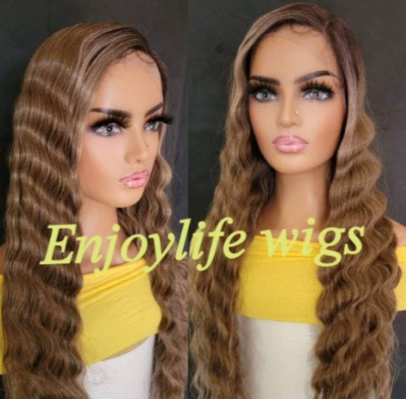 3 Farben Super Wellig Braun Blond Balayage Ombre H.d Spitze Front Perücke von Etsy - Enjoylifewigs