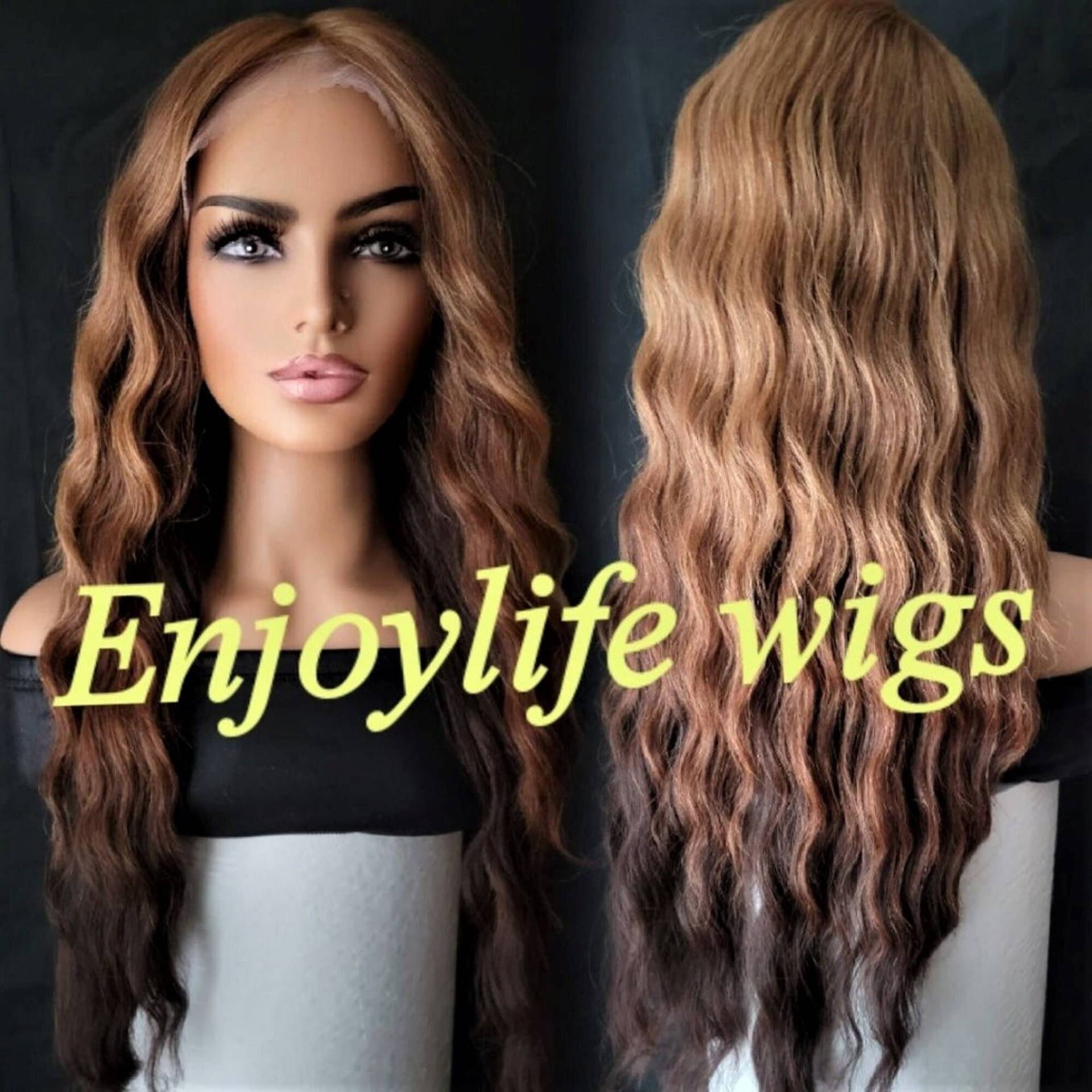 3-Farbig Dreifach Braun Goldene Bombe Wellige Spitze Vorne Perücke von Etsy - Enjoylifewigs