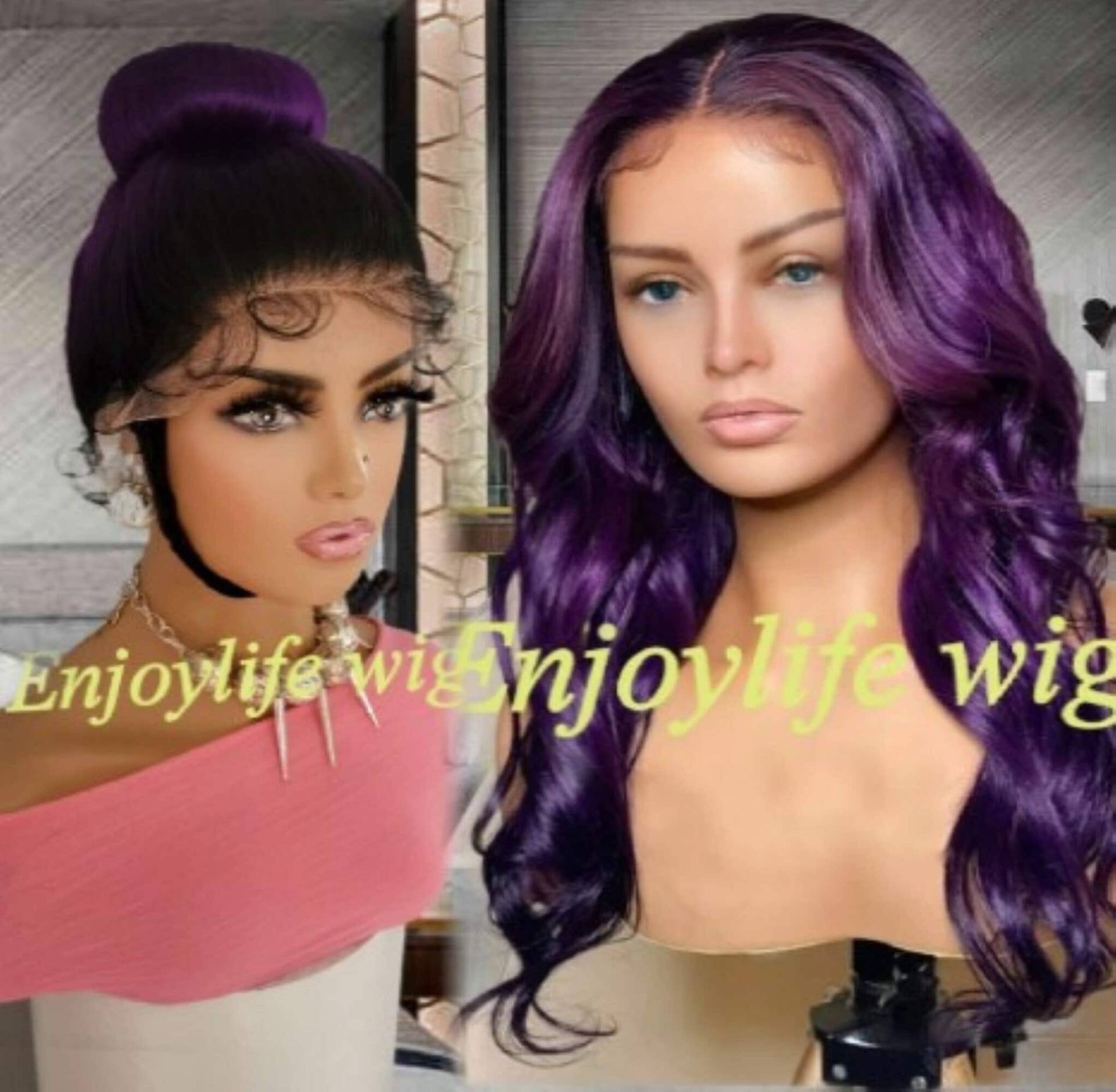 Girl The Bun Ist Fertig Lila 360 Hd Spitze Wellige Schwarze Perücke Zu Tragen von Etsy - Enjoylifewigs