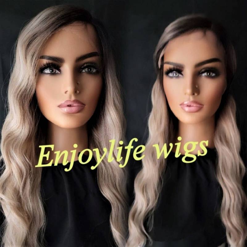 H.d Balayage Dreifache Aschblonde Ombre Wellige Lace Front Perücke Mit Verschiebbarem Teil von Etsy - Enjoylifewigs