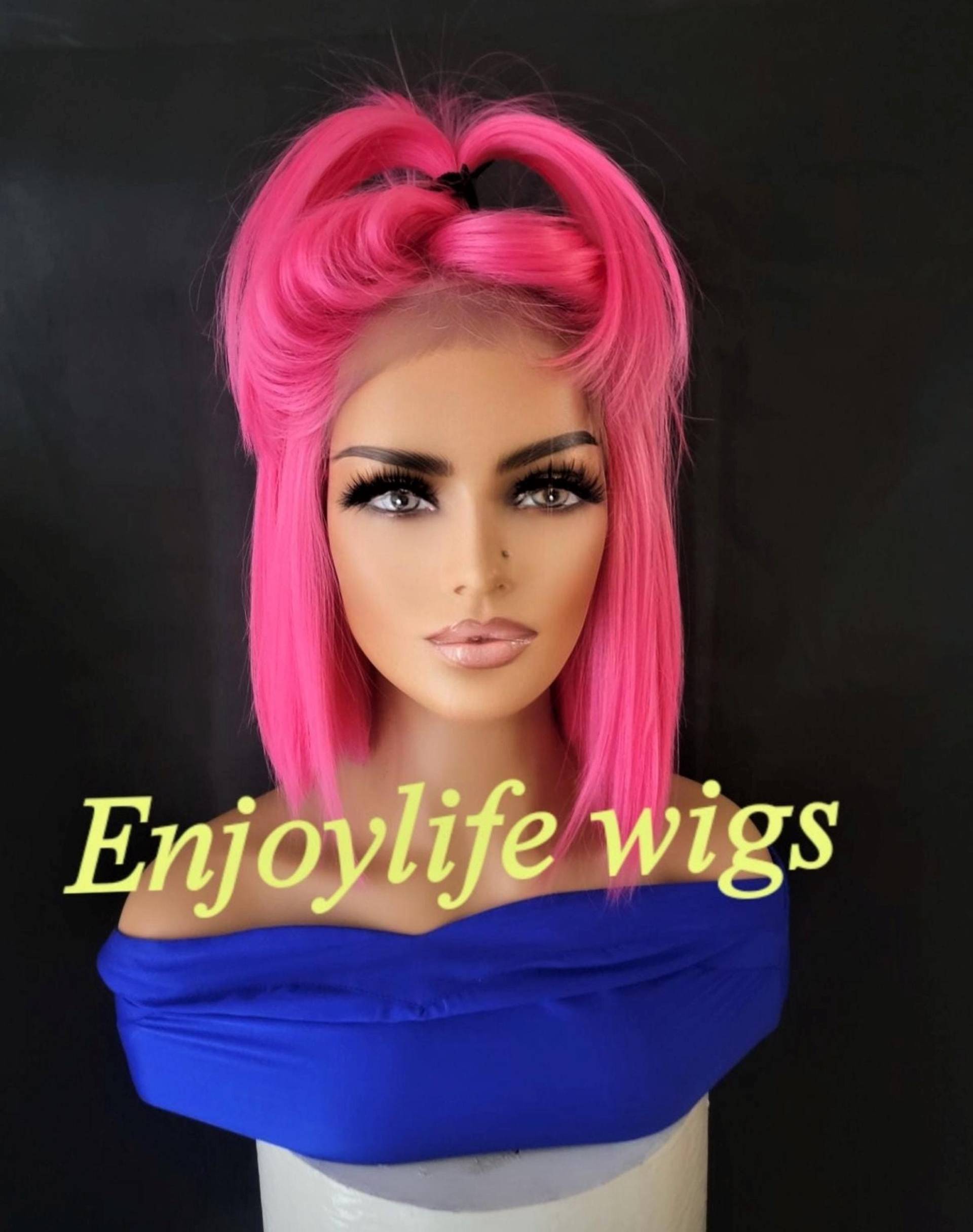 H.d Rosa Traum Bob-Spitzenfront-Perücke von Etsy - Enjoylifewigs