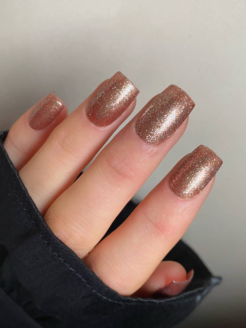 Bronze Glitter Custom Press On Nails | Weihnachten Stick Luxus Gold Falsche Nägel von Etsy - Enroutenails
