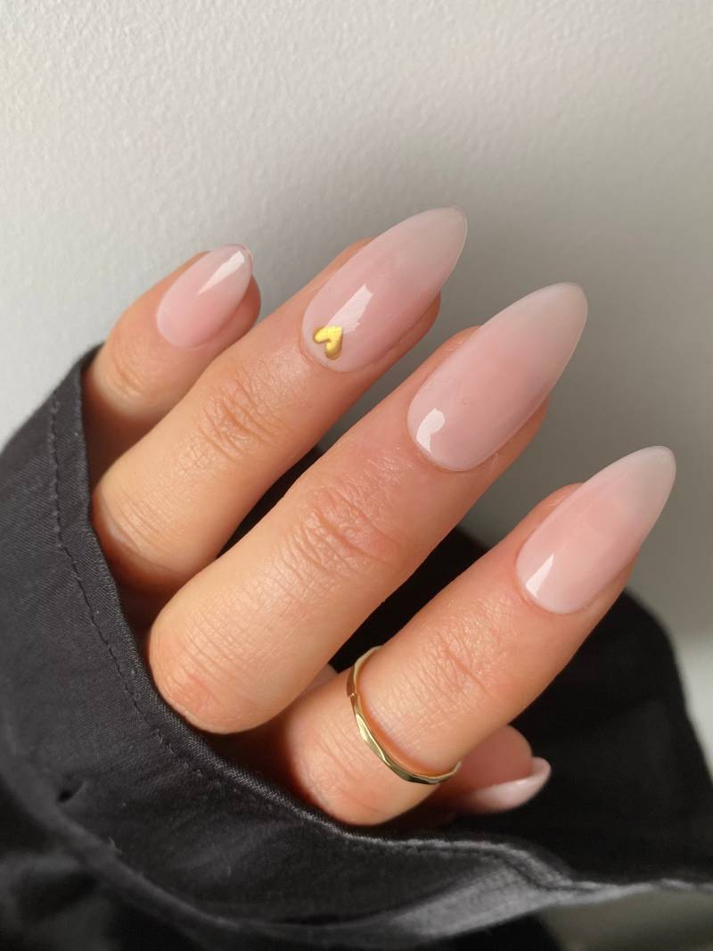 Gold Herz Benutzerdefinierte Drücken Sie Auf Die Nägel | Hochzeit Stick On Brautjungfern Subtile Schiere Gel von Etsy - Enroutenails