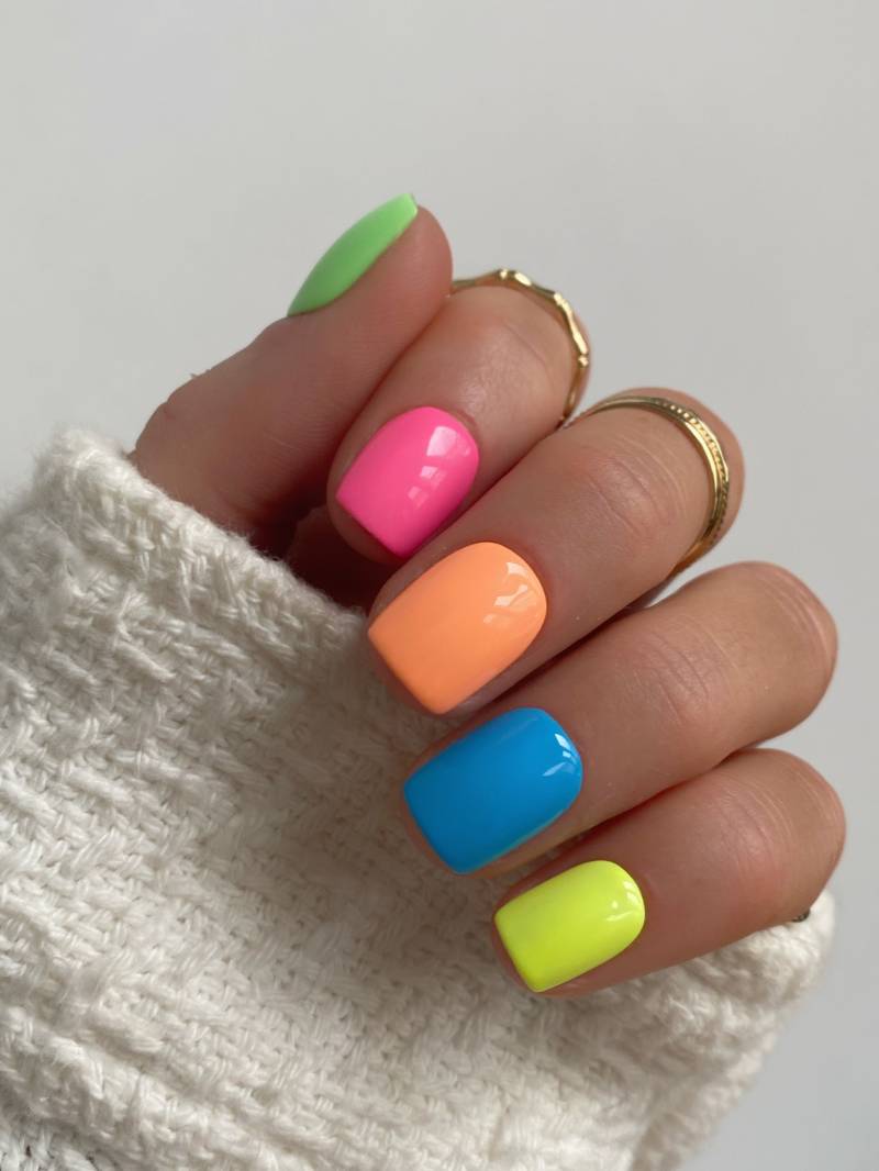 Neon Pastell Mix Und Match Benutzerdefinierte Drücken Sie Auf Die Nägel | Sommer False Nails Helle Stick On von Etsy - Enroutenails