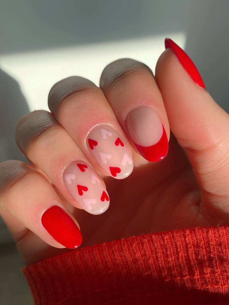 Valentines Hearts Custom Press On Nails | Rosa Und Rote Falsche Nägel Luxus Stick von Etsy - Enroutenails