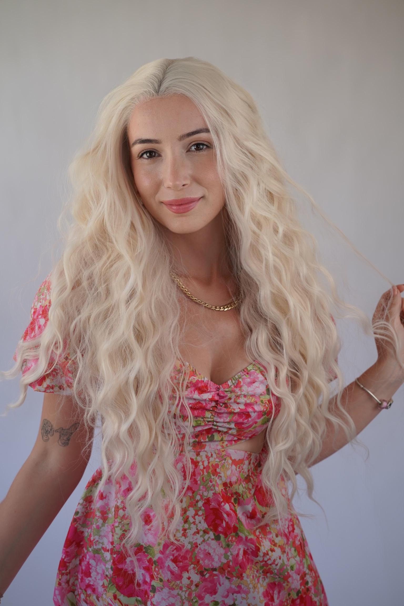 Lange Natürliche Gewellte Platin Blonde Transparente Spitze Vorne Perücken Cosplay Perücke Ziehen Königin Lange Natürliche Gewellte Platin Blonde Transparente Spitze Vorne Perücken Cosplay Perücke Ziehen Königin von Etsy - Evanesswigs