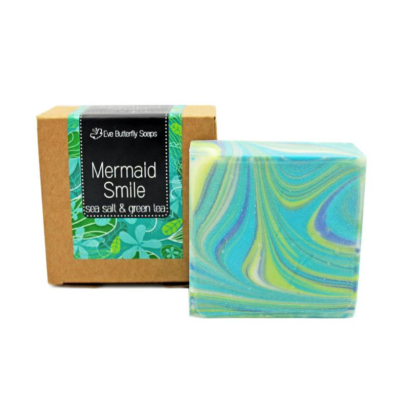 Naturseife "Mermaid Smile" | Mit Meersalz Sole | Sole Seife Mit Dem Duft Nach Grünem Tee von Etsy - EveButterflySoaps