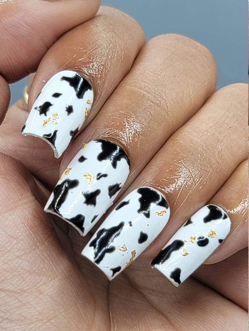 Kuhdruck Nägel/Druck Auf Tierdruck Wiederverwendbare Kurze Kuh von Etsy - ExpressnailsDesigns