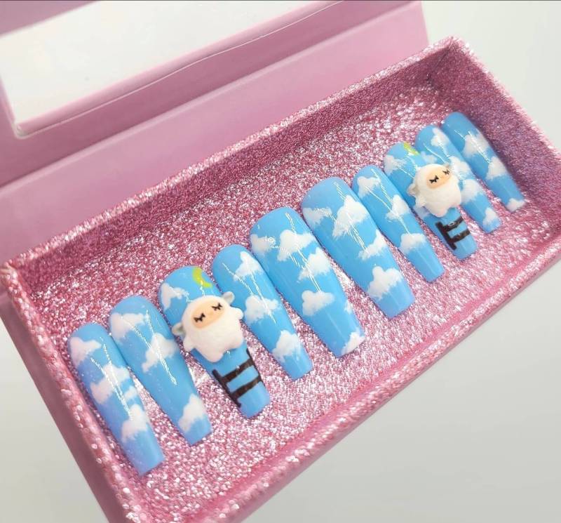 Zählschafe/ Wolkennägel/ Nagelpresse/ Kawaii Nägel von Etsy - ExpressnailsDesigns