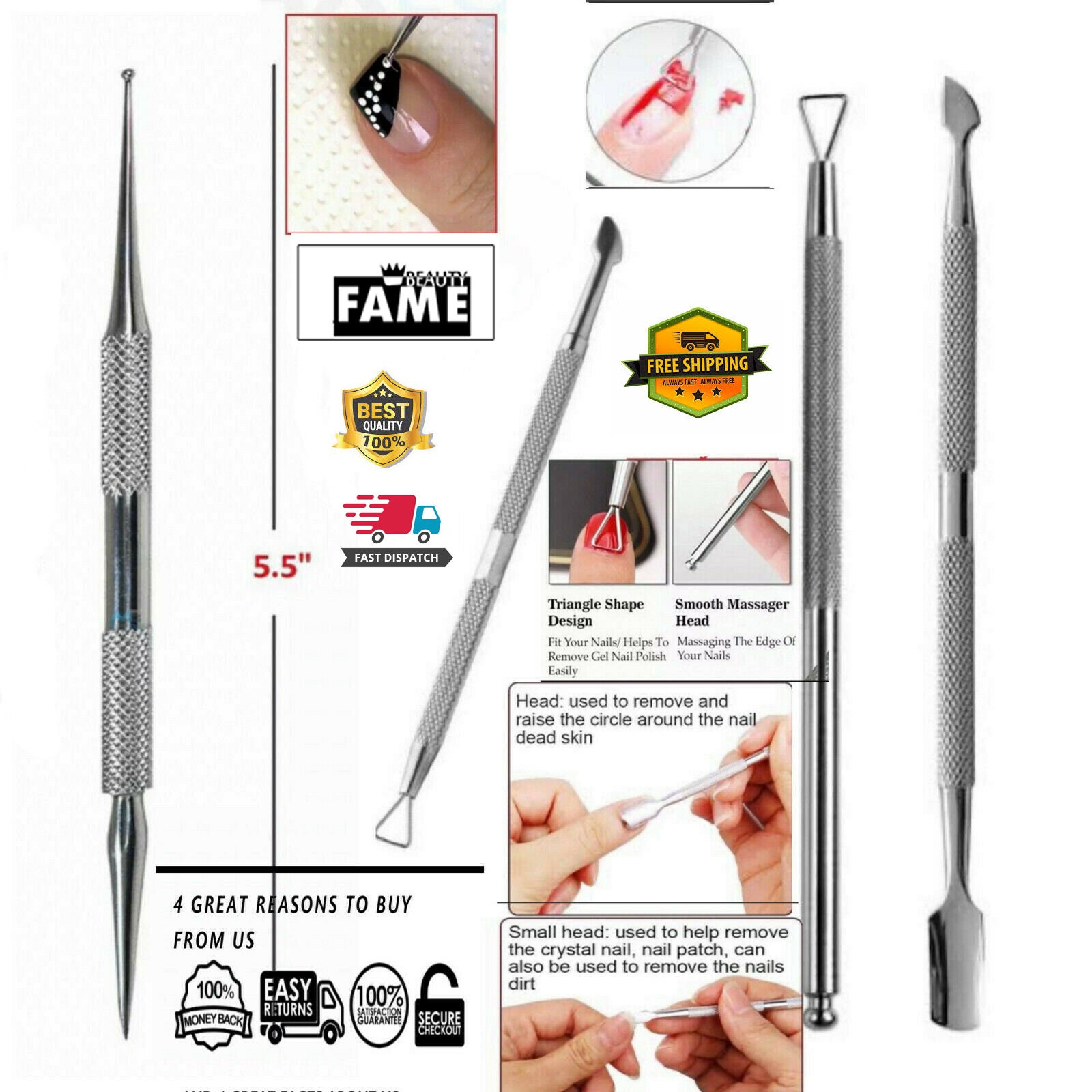 Nail Art Dotting Tool Uv Gel Polish Entferner Triangle Stick Nagelhaut Peeler Beauty von Etsy - FAMEandBEAUTY