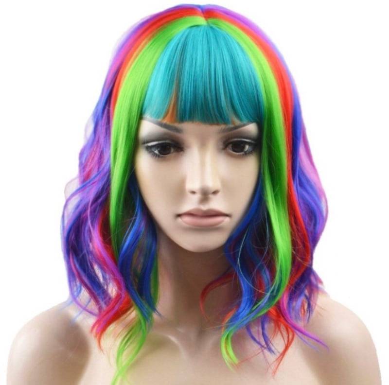 Illiana 14" Regenbogen Vollmütze Perücke Neu von Etsy - FASHIONDEITYHAIR