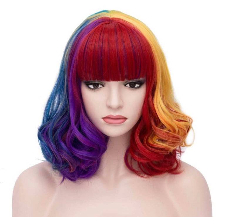 Illiana 14" Regenbogen Vollmütze Perücke Neu von Etsy - FASHIONDEITYHAIR