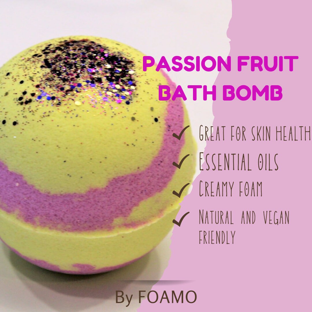 Passionsfrucht Badebomben von Etsy - FOAMOBATHBOMBS