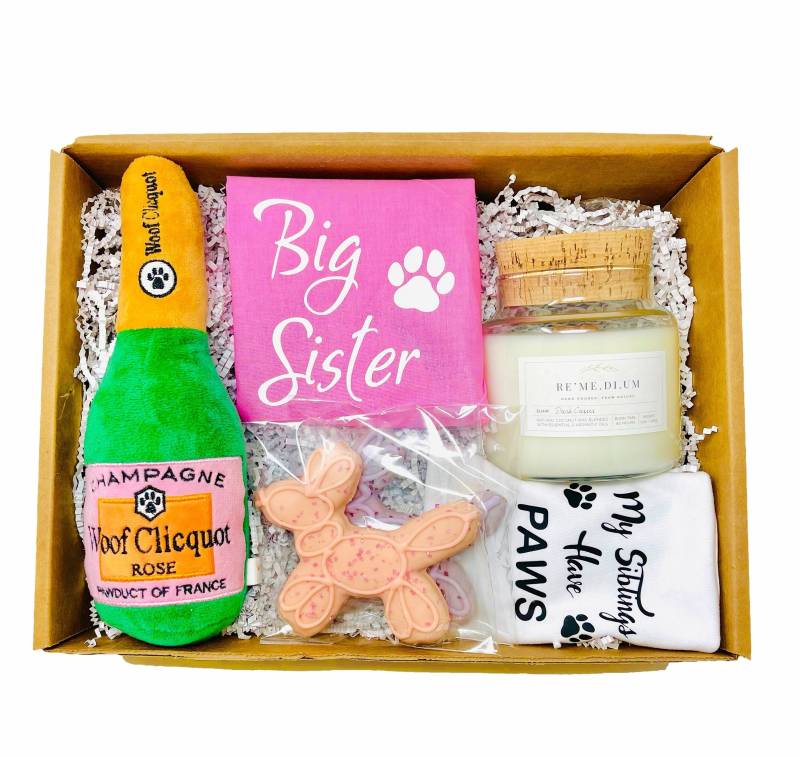 Große Schwester Hund Geschenkbox | Benutzerdefinierte Baby-Geschenk-Box Geschenkideen Neue Mom Geschenkkorb Baby-Dusche-Geschenk Hunde Geschenk Idee von Etsy - FOLIELA