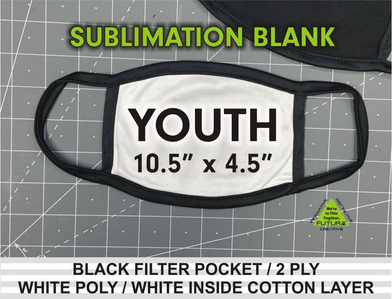 10Er Packung Jugend Weiß/Schwarz Filter Pocket Sub Rohlinge Mittlere Maske - Bulk Sublimation Weiße Sublimationsmaske von Etsy - FUTURASUBLIMATION