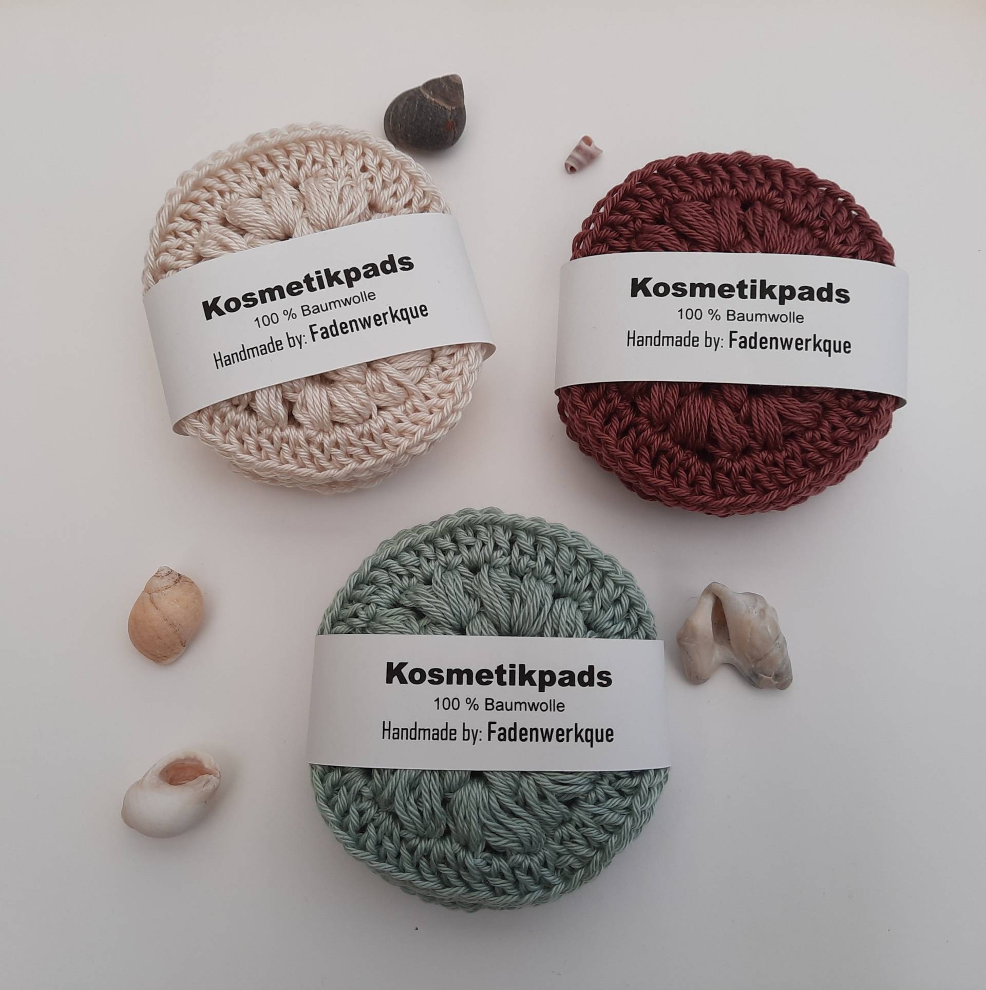 Nachhaltige Kosmetikpads/Abschminkpads Aus Baumwollgarn, Versch. Farben, 4Er Pack von Etsy - Fadenwerkque