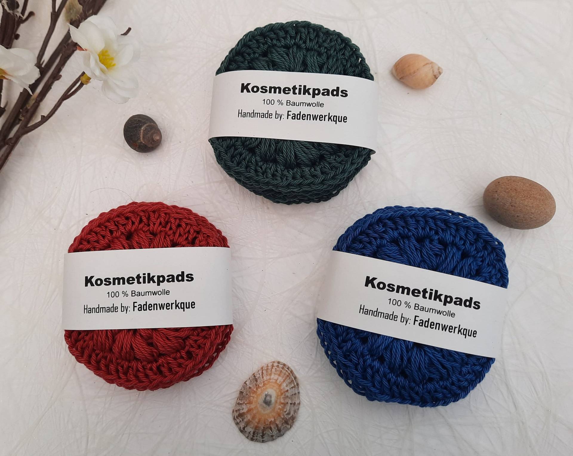 Nachhaltige Kosmetikpads/Abschminkpads Aus Baumwollgarn, Versch. Farben, 4Er Pack von Etsy - Fadenwerkque