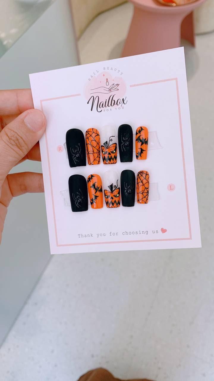 Halloween Drücken Sie Auf Die Nägel, Mix Und Match Kürbis Gruselige N19 von Etsy - FancyNailsVN