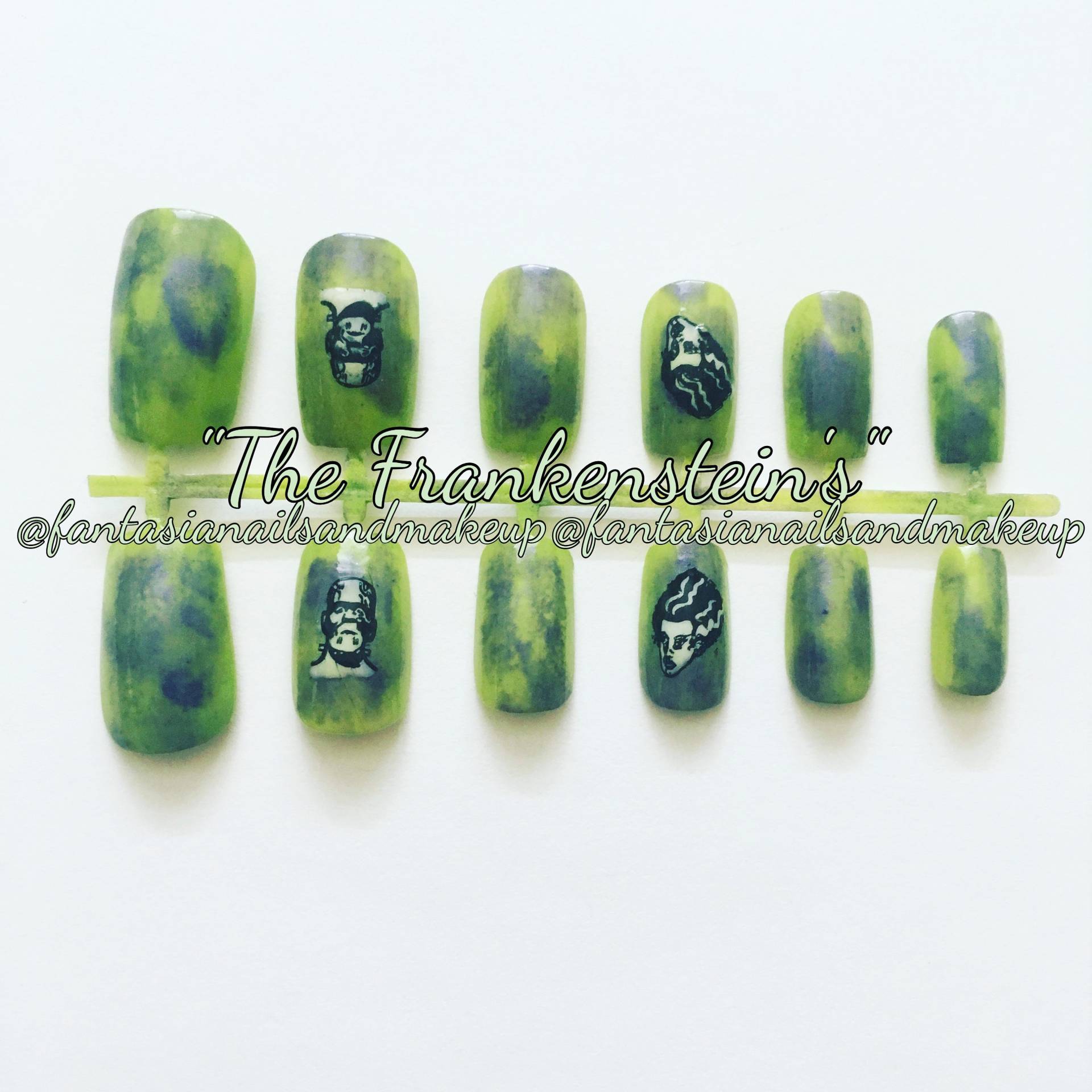 Grün Frankenstein Press On Nails Halloween-Monster-Quadrat-Kunstnagel-Set Grün Frankenstein Press On Nails Halloween-Monster-Quadrat-Kunstnagel-Set von Etsy - FantasiaNails