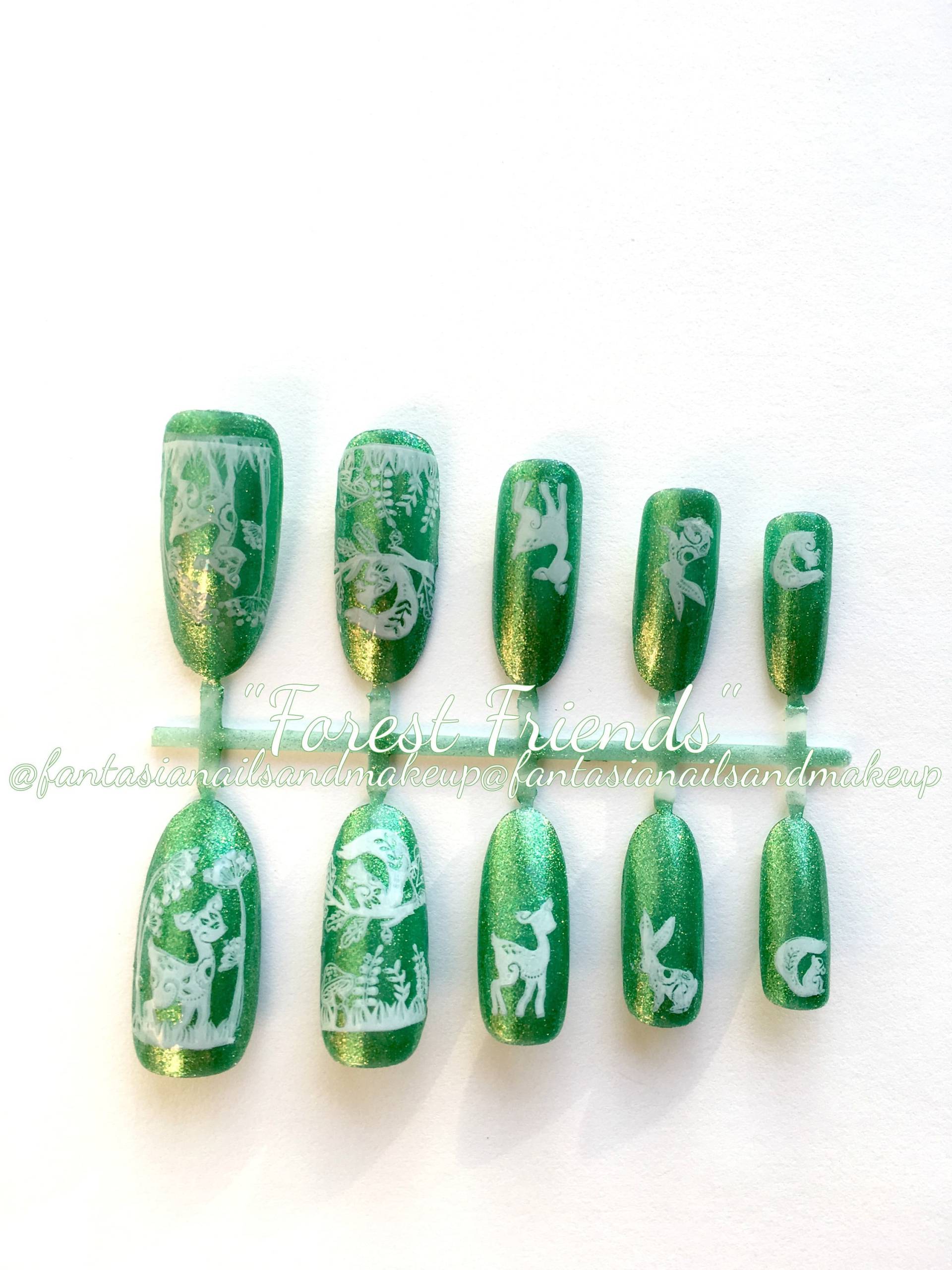 Forest Friends Press On Nägel Grünes Deer Bunny Acrylnagel-Set Forest Friends Press On Nägel Grünes Deer Bunny Acrylnagel-Set von Etsy - FantasiaNails
