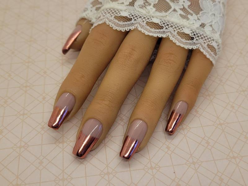 Elegant Press-On Nails, Metallic Copper Ombre Handmade, Custom Size von Etsy - FarinaFeeDesign