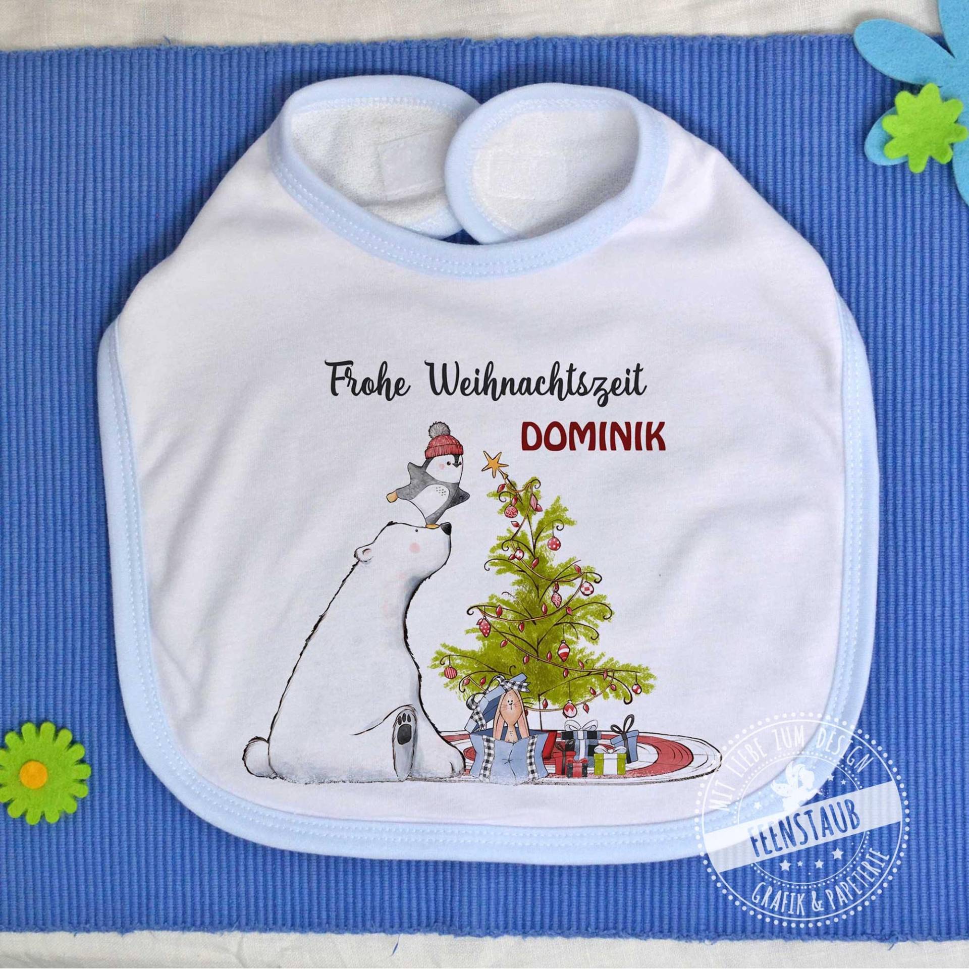 Weihnachten Baby-Lätzchen Personalisiert Mit Namen, Erstes Weihnachtsfest Für Baby, Mein Weihnachten, Geschenk Zum Nikolo, Rosa Blau von Etsy - FeenstaubHandmade