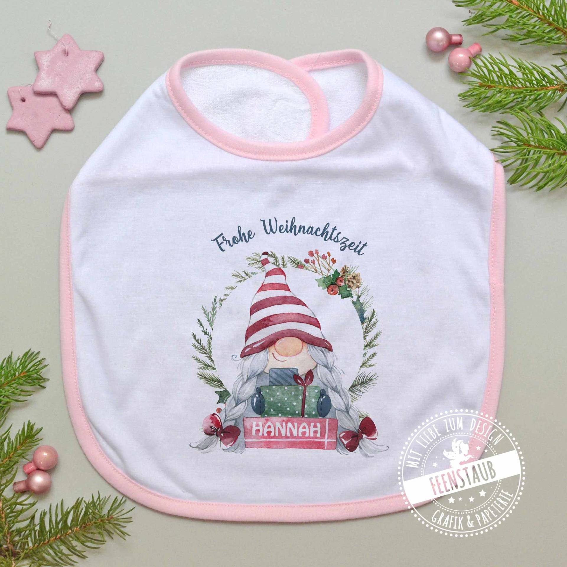 Weihnachten Baby-Lätzchen Personalisiert Mit Namen Und Weihnachtsgnom Weihnachtszwerg Mädchen, Erstes Weihnachtsfest, Geschenk Zum Nikolaus von Etsy - FeenstaubHandmade