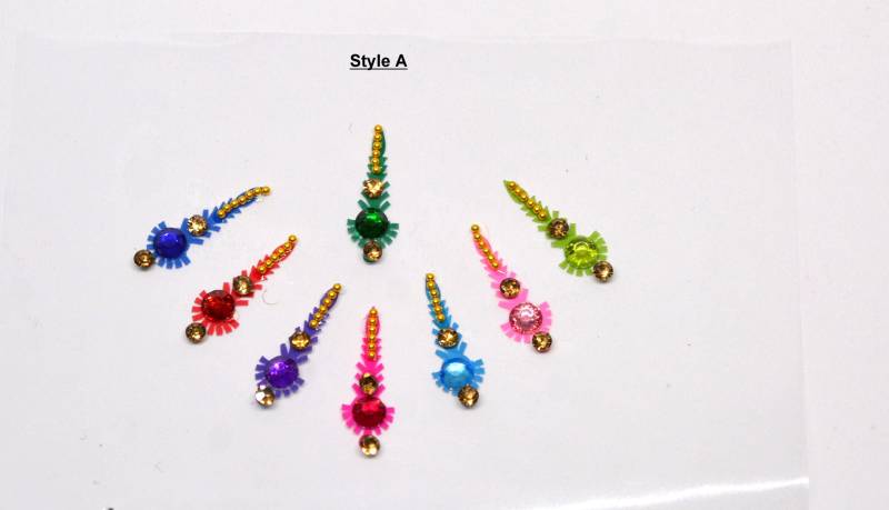 Multi Color Bindis Lange Bindis, Aufkleber, Multicolor Gesicht Bollywood Selbstklebende Aufkleber von Etsy - FeminaDeals