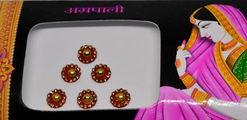 Rote Farbe Runde Goldene Bindis, Art-Deco-Bindis, Hochzeits-Bindis, Gesichts-Bindis, Bollywood-Bindis, Selbstklebende Aufkleber, Weihnachtsgeschenk von Etsy - FeminaDeals