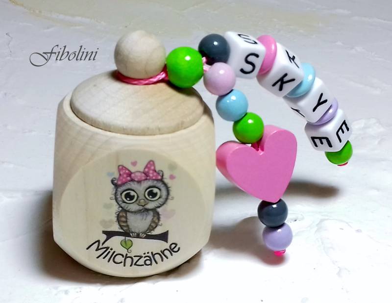 Milchzahndose "Vögelchen". Herz Eule Schulanfang Geburtstagsgeschenk Beige Grün Rosa Hellblau Flieder Dunkelgrau Personalisiert Name Diy von Etsy - Fibolini