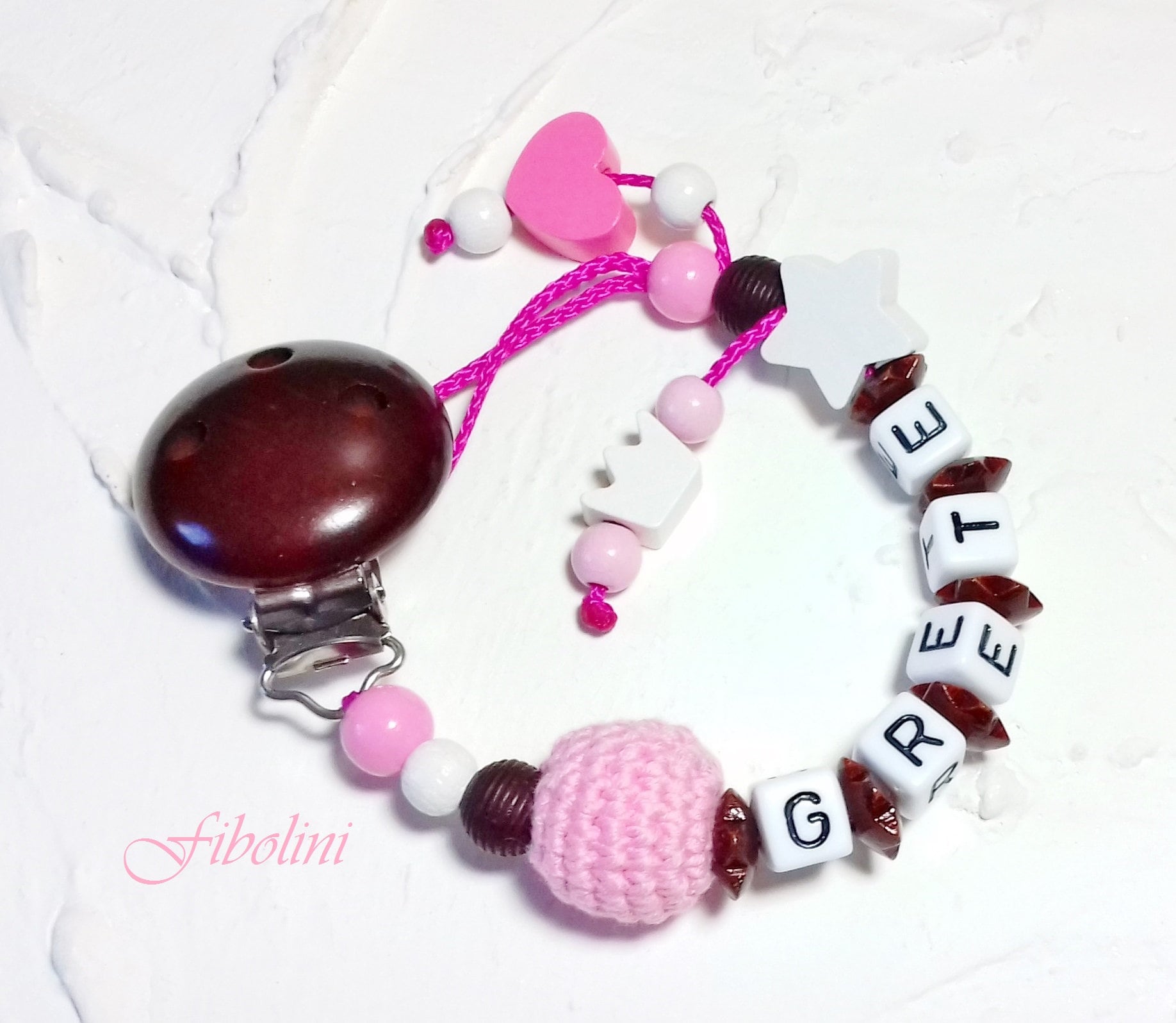 Schnullerkette "Prinzessin". Personalisiertes Geschenk, Meilensteine, Nuckelkette, Schnullerhalter, Holzperlen, Babyparty, Geschenk Eltern von Etsy - Fibolini