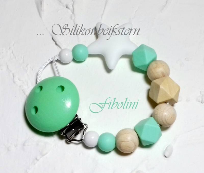 Schnullerkette Star. Schnuller, Für Mädchen Junge, Mint Beige Weiß, Schwangerschaft Verkünden, Babyparty Geschenke, Holzperlenkette, Eltern von Etsy - Fibolini