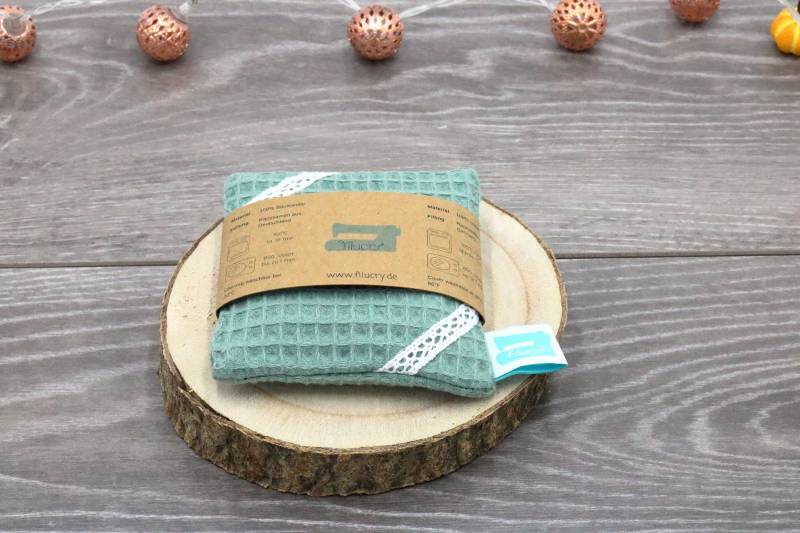 Wärme -/Kältekissen, 10cm X 10cm, Rapssamenkissen Bezug Waschbar, Taschenwärmer Wiederverwendbar, Waffelpiqué Dusty Mint Mit Borte, Waf von Etsy - Filucry