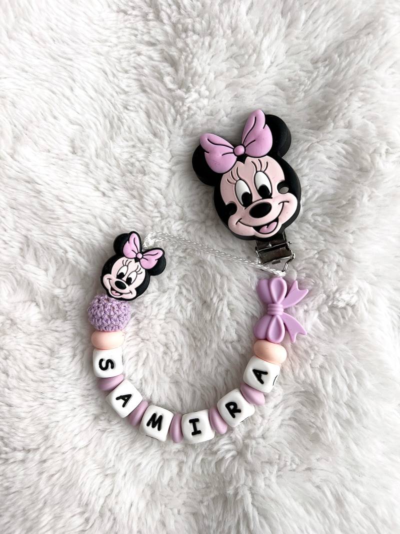 Personalisierte Schnullerkette - Minnie Mouse von Etsy - Fiorellinoarticles