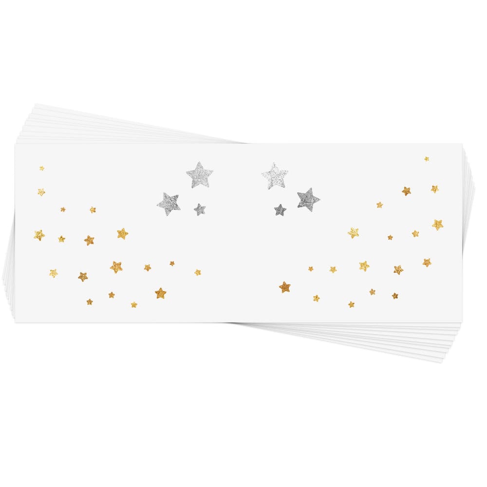 Starry Freckles Set Von 10 Premium Metallic Gold Und Silber Temporäre Gesicht Tattoos, Metallic Tattoo, Sterne, Augenschimmer, Glitter von Etsy - FlashTattoosCustom