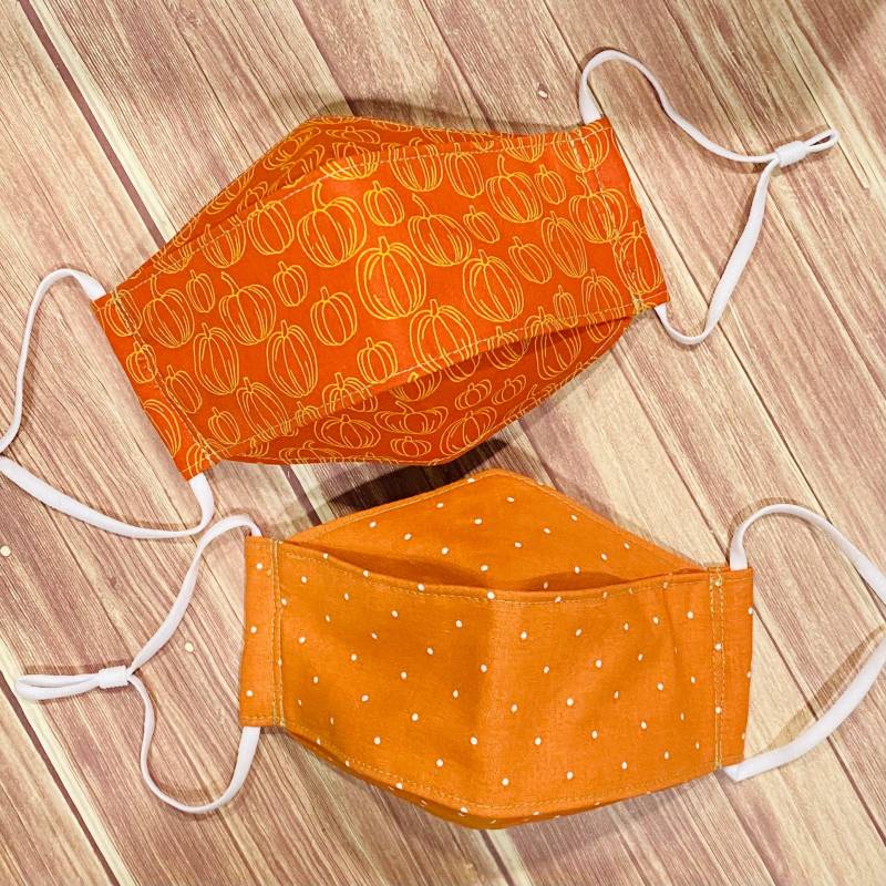 3D Gesichtsmasken Im Herbst/ Herbst Kürbis Spice Burnt Orange Print Oder Polka Dot Baumwollstoff von Etsy - Floralandleaves