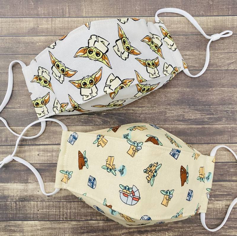 Das "Kind" | Set 2 3D Gesichtsmasken in Off White Oder Creme Print Baumwollstoff von Etsy - Floralandleaves