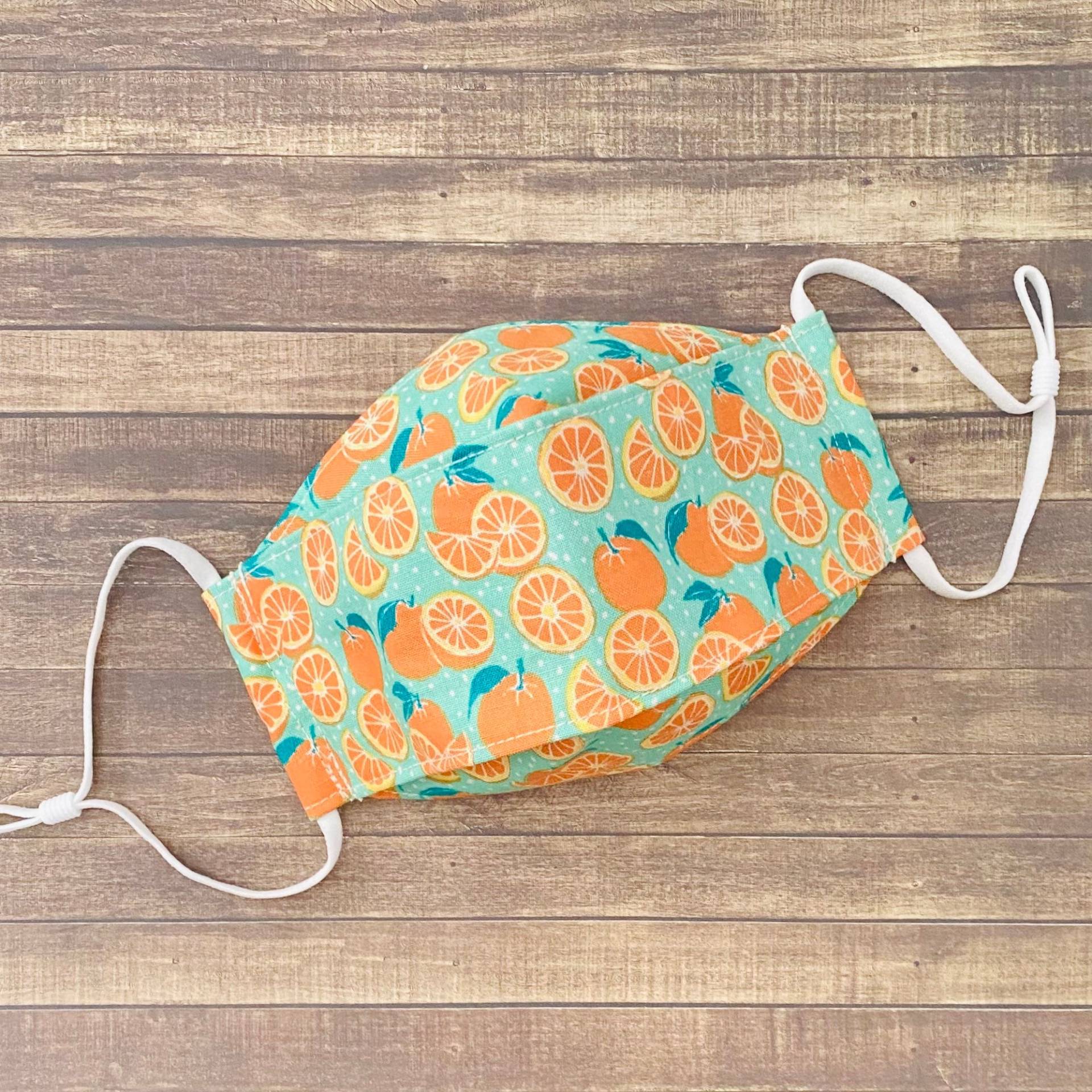 Mint Orangen Print Baumwolle 3-D Maske von Etsy - Floralandleaves