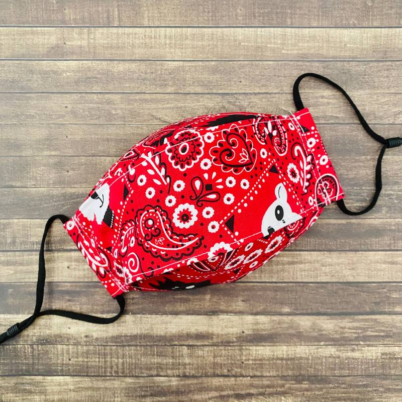 Southwest Red Paisley Welpe Hund Bandana Print Baumwolle 3-D Gesichtsmaske von Etsy - Floralandleaves