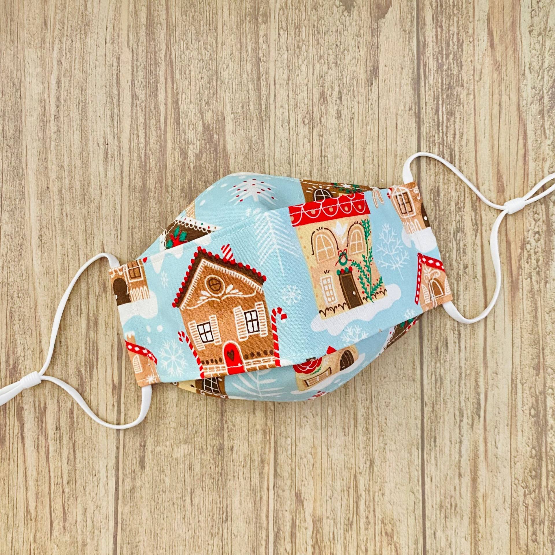 Winter Fun Christmas "Lebkuchenhaus" Print Baumwolle 3-D Gesichtsmaske von Etsy - Floralandleaves