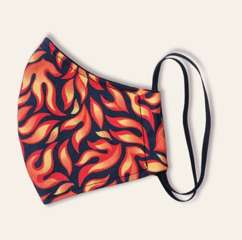 3 Lagen Flammen Gesichtsmaske, Filtertasche, Verstellbare Träger, 100% Baumwolle, Wiederverwendbare Maske, Waschbare Wales Feuermaske von Etsy - FrancescaWhyteUk