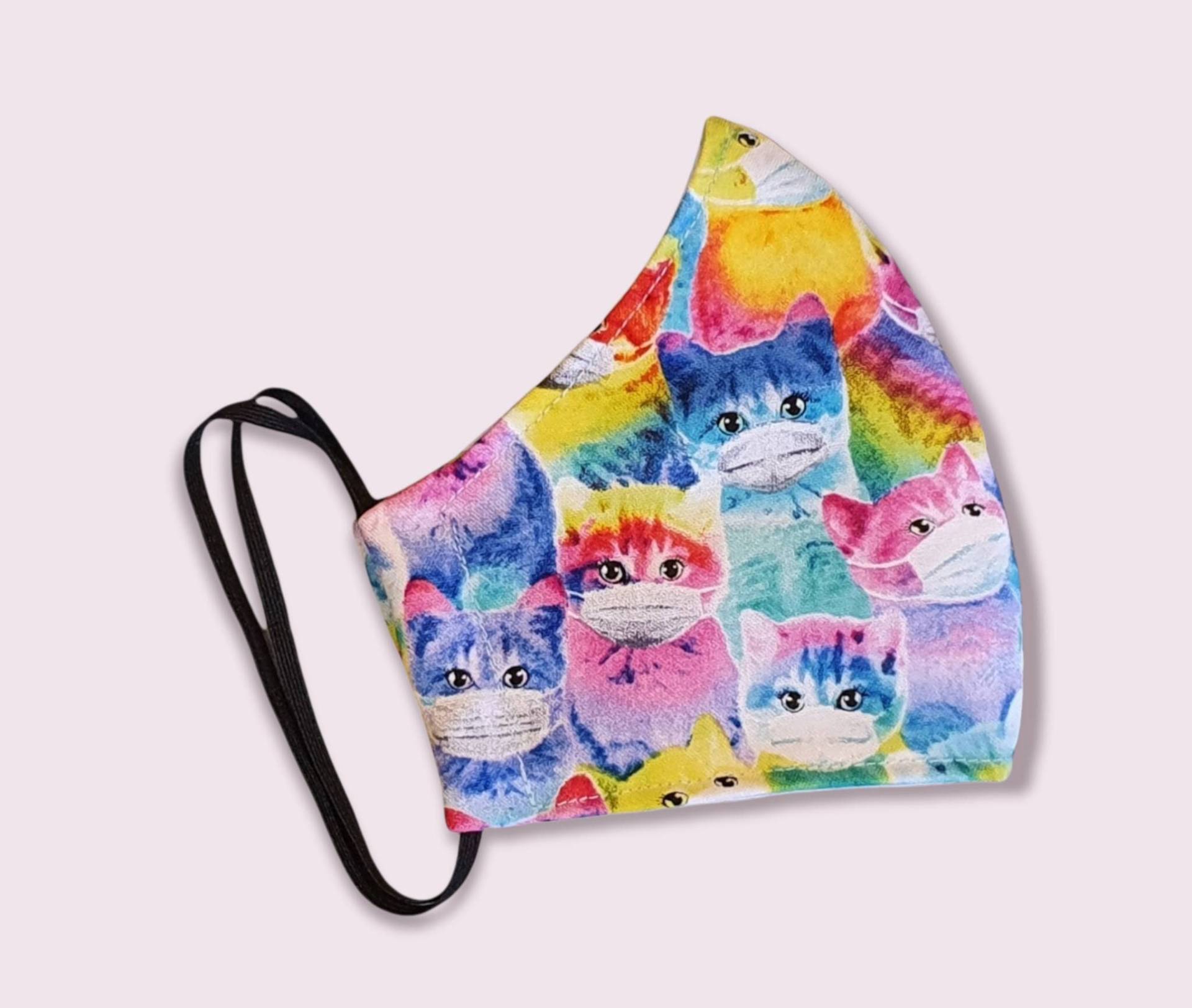 Regenbogen Katzen Gesichtsmaske, 3 Lagen, Filtertasche, Verstellbare Träger, Wiederverwendbar, Waschbar, 100% Baumwolle, Tragen Masken, Maske, Lgbt von Etsy - FrancescaWhyteUk