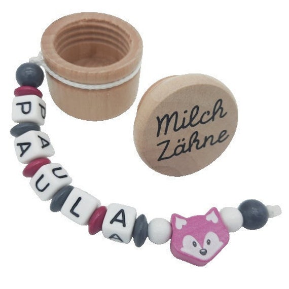 Personalisierte Zahndose Milchzahndose Mit Namen /Datum - Fuchs Pink Aufbewahrung Milchzähne Holz Geschenk Geburtstag Einschulung Mädchen von Etsy - FrauElse