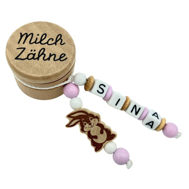 Personalisierte Zahndose Milchzahndose Mit Namen /Datum - Hase Rosa Aufbewahrung Milchzähne Holz Geschenk Geburtstag Einschulung Mädchen von Etsy - FrauElse