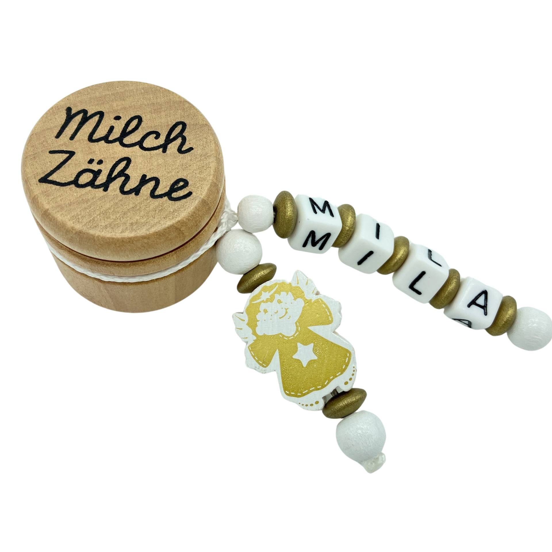 Personalisierte Zahndose Milchzahndose Mit Namen /Datum - Zahnfee Engel Gold- Aufbewahrung Milchzähne Holz Geschenk Geburtstag Mädchen Junge von Etsy - FrauElse