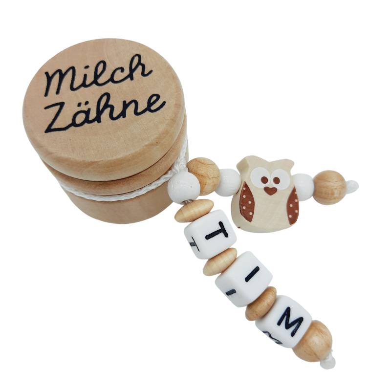 Personalisierte Zahndose Milchzahndose Mit Namen - Eule Junge Mädchen Zahnfee Aufbewahrung Milchzähne Holz Geschenk Geburtstag Einschulung von Etsy - FrauElse