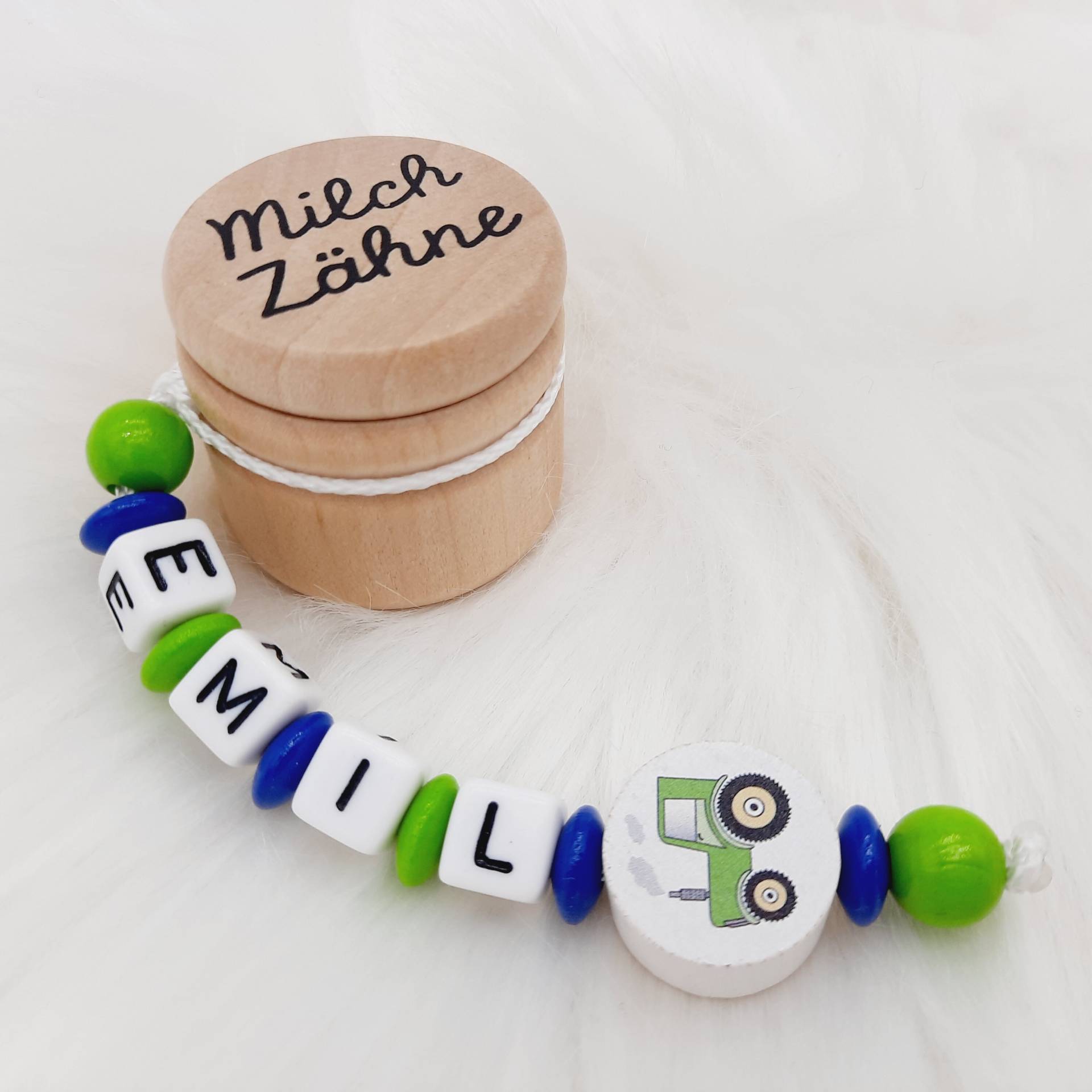 Personalisierte Zahndose Milchzahndose Mit Namen - Traktor Blau Junge Zahnfee Aufbewahrung Milchzähne Holz Geschenk Geburtstag Einschulung von Etsy - FrauElse