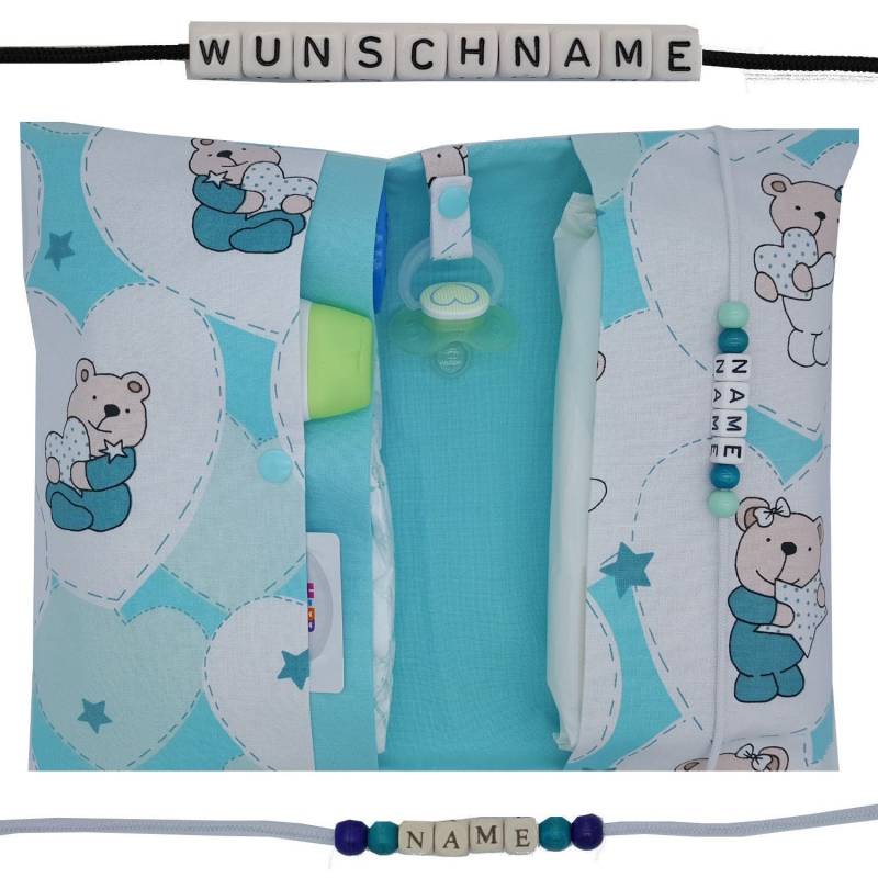 Windeltasche Mit Name Wickeltasche Zwillinge Mint Windeletui Baby Im Strampler Unterwegs Junge Mädchen Personalisiert Geschenk Geburt Taufe von Etsy - FrauElse