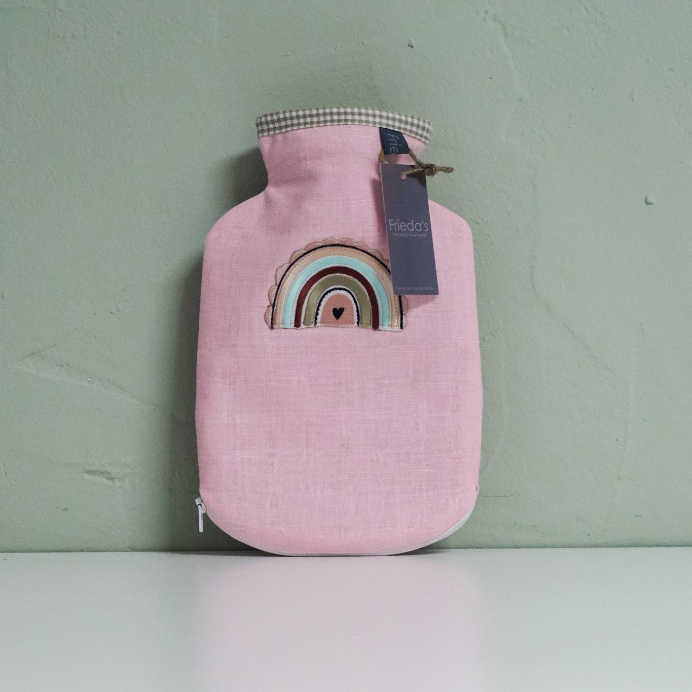 Wärmflaschenbezug Baby Kind 0, 8 L Wärmflasche Mädchen Leinen Rosa Regenbogen Applikation von Etsy - FriedasManufactory